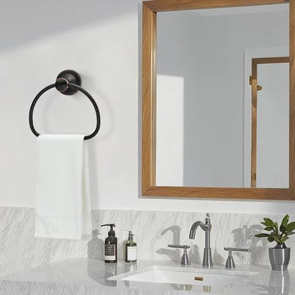 Bronze Bathroom Hand Towel Holder, ORB Towel Ring Holder, Wall Mounted Towel Rack Hanger Home Half Round Bathroom Hardware Accessory Modern - color: Bronze