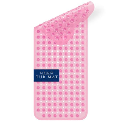 Bathtub Mat Non-Slip – 39" x 15.5" Extra Long Shower Mat with Suction Cups, BPA Free & Machine Washable, Textured Bath Mat for Tub, Ideal for Kids, Seniors & Pregnant Women, Clear Pink - color: Light Pink
