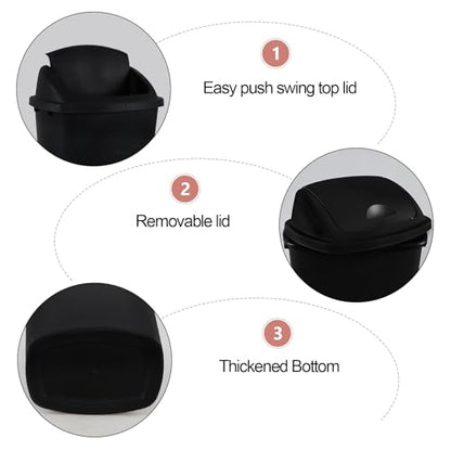13 Gallon Swing-Top Trash Can, 4-Pack | Black Waste Basket Set, Commercial Garbage Bin for Kitchen, Garage, Outdoor, School, Fits 13 Gal Liners - size: 13 Gallon
