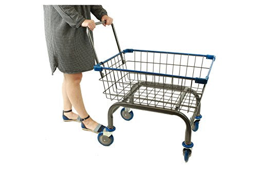 Heavy Duty Laundry and Grocery 1.8 Bushel Cart With U-Handle (Blue) - color: Blue