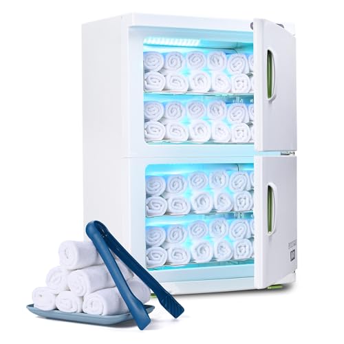 BYOOTIQUE 46L Hot Towel Warmer Cabinet for Barber Shop Extra Large Capacity | 2in1 Professional Double Door Towel Warmer Heater Machine for Massage,Barbers,Facial Med Spa,Hair Salon,Estheticians - color: White, size: 46L