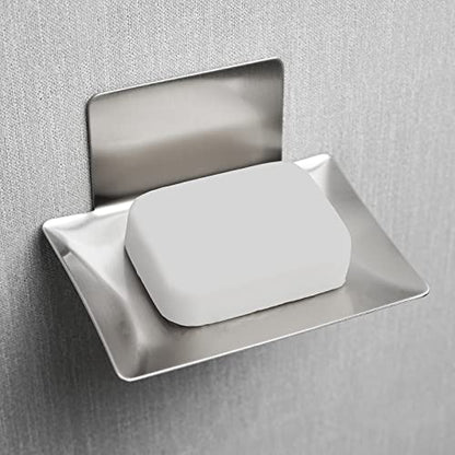 Soap Dish for Shower Wall, Stainless Steel Adhesive Soap Holder for Bathroom, 5 Slot Sponge Holder for Kitchen Sink, Bar Soap Tray with Drain Silver - color: Silver 1pack