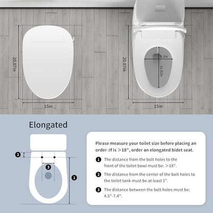 Electric Bidet Toilet Seat for Elongated Toilets, Heated Seat with Unlimited Warm Water Wash, Warm Air Dryer, Adjustable Water Pressure & Temperature, Stainless Steel Nozzle, Easy DIY Installation