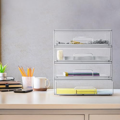 Sorbus Acrylic Storage Containers - 2 Pack, Stackable Storage Bins Set for Bathroom Organization - Clear Acrylic Drawer Organizers - Makeup Case Pull-Out Drawers (12.1’’ Wide) - size: 2 Pack, 12.1’’ Wide