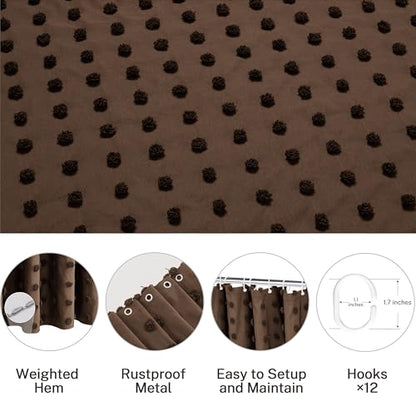 Siiluminisoy Brown Shower Curtain Woven Fabric Shower Curtain, 72" x 72" Cute Shower Curtains with Pleat Puffs Tufted Textured Modern Farmhouse Shower Curtain for Bathroom, Machine Washable - color: Brown, size: 72"W x 72"L (Pack of 1)