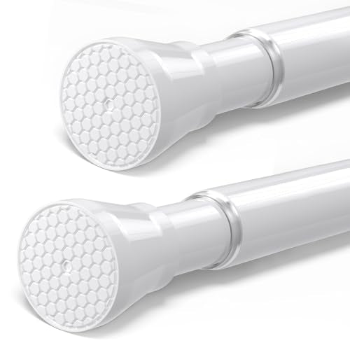 Tension Curtain Rod 30 to 64 Inch 2Pack White Adjustable Curtain Rods | No Drilling Expandable Pressure Spring Tension Curtain Rod 7/8" Spring Loaded Curtain Rods For Windows Bedroom Closet Doorway - color: White, size: 30" to 64"-2Pcs