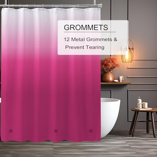 TIKABC Shower Curtain Liner, 4G PEVA Shower Liner, Plastic Waterproof Shower Curtains, with Grommet Holes and 3 Magnetic Weights(Gradient Red) - color: Gradient Red