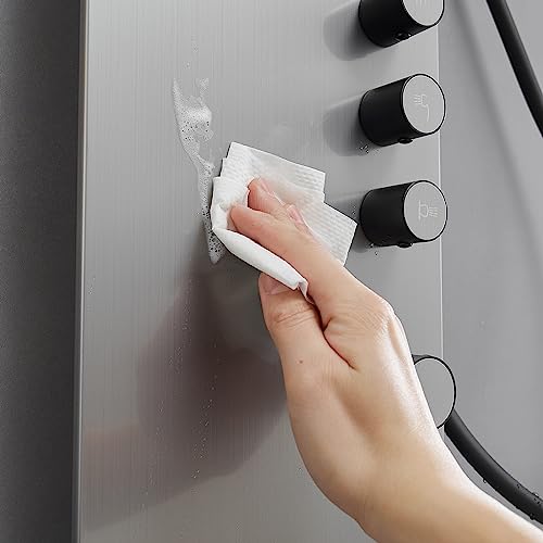 BWE Stainless Steel Shower Panel Tower System 3 IN 1 Brushed Nickel | Shower Panel - Rainfall Shower Head and Handheld with Massage Body Jets - Wall Mount - color: Brushed Nickel