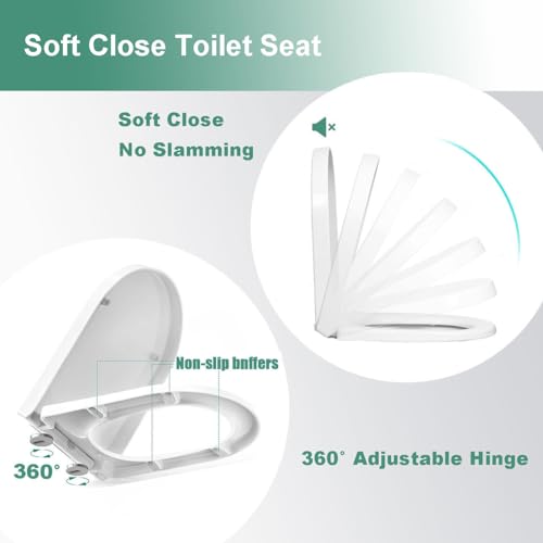 Toilet Seat QuickRelease One Button 360° Adjustable Hinge UF Material Easy Clean Modern White/Black Design for Bathroom Upgrade - color: Black