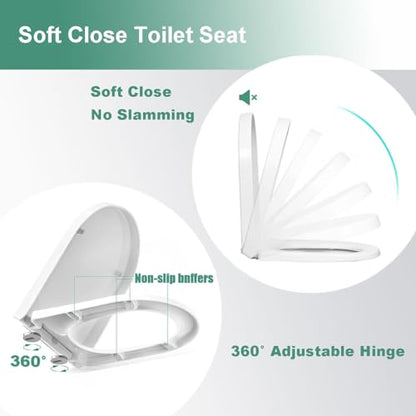 Toilet Seat QuickRelease One Button 360° Adjustable Hinge UF Material Easy Clean Modern White/Black Design for Bathroom Upgrade - color: Black