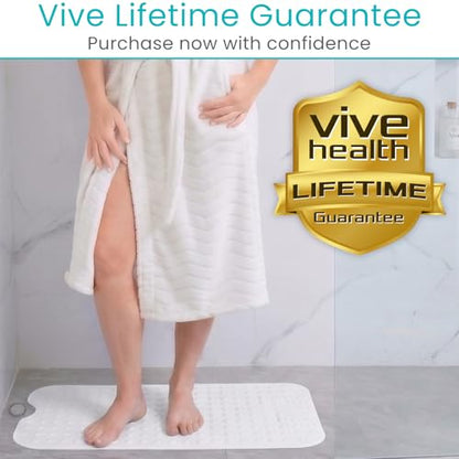 Vive Bathtub Mat for Bath & Shower Floors - Anti Non Slip Suction Rubber | Skid Pad for Tub, Bathroom, Elderly, Kids - Eco-Friendly, Resistant Strong, Textured Rectangle Grip - Machine Washable - color: Clear