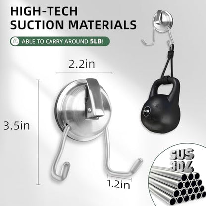 Stainless Steel Suction Cup Hooks for Shower, Bathroom, Kitchen, Glass Door, Mirror, Tile – Loofah, Towel, Coat, Bath Robe Hook Holder,(2-PCS),Brushed Silver - color: Brushed Silver