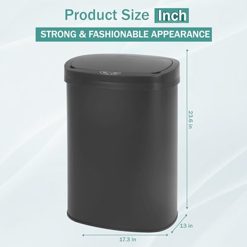 PayLessHere Kitchen Trash Can Automatic Trash Can with Lid 50 Liter 13 Gallon Touch Free High-Capacity Brushed Stainless Steel Waste Bin for Bathroom Bedroom Home Office (Black) - color: Black