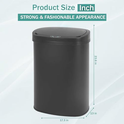 PayLessHere Kitchen Trash Can Automatic Trash Can with Lid 50 Liter 13 Gallon Touch Free High-Capacity Brushed Stainless Steel Waste Bin for Bathroom Bedroom Home Office (Black) - color: Black
