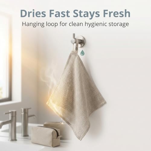 Reusable Makeup Remover Cloths - Pure 100% Linen Washcloths - 6-Pack 8x8-inches Open Weave Washable Face Wipes - Small Linen Exfoliating Face Towels with Hanging Loop - size: 8x8 Inch Washcloths (Pack of 6)