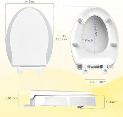 Aünsffer Raised 2.91'' Toilet Seat Elongated, Toilet Seat Riser for Elderly, Soft Close & Quick Release, Oblong 18.5inch Compatible Size, PP Material, 2 Years Support