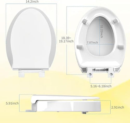 Aünsffer Raised 2.91'' Toilet Seat Elongated, Toilet Seat Riser for Elderly, Soft Close & Quick Release, Oblong 18.5inch Compatible Size, PP Material, 2 Years Support