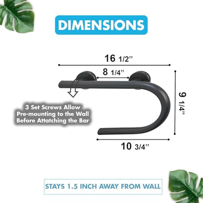 Grab Bar Toilet Paper Holder - Bathroom Safety Aid/304 Stainless/Right/Oil Rubbed Bronze/ 16.5" x 10 - color: Oil Rubbed Bronze, Right Hand