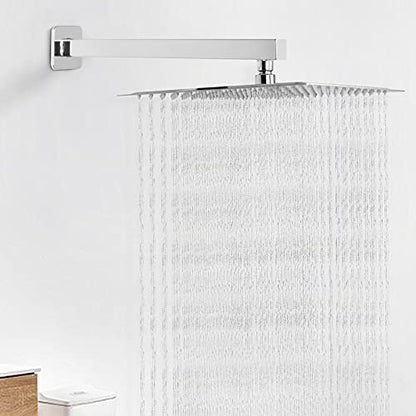 Shower Arm, Rain Shower Head Extension Extender, With Flange and Teflon Tape, Made of Thicken Stainless Steel for Bathroom Rainfall Shower (16 Inch, Chrome) - color: Chrome, style: 16 Inch