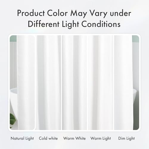AmazerBath White Shower Curtain 76 Inches Long, Waffle Shower Curtains for Bathroom, Cloth Shower Curtain Fabric Heavy Duty 240GSM, Thick Bathroom Shower Curtains Premium Polyester, 72x76 Inches - color: White, size: 72"W x 76"L (Pack of 1)