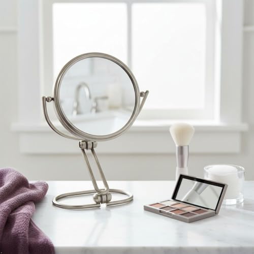 JERDON Compact Magnifying Mirror - Folding 3" Travel Mirror with 15X & 1X Magnification - Model MC315N | Folding Compact for Travel, 1X Reverse Side, 7" Open Height - size: 1"L x 3"W