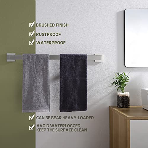 KOKOSIRI 24-Inch Single Towel Bar, Bathroom Kitchen Towel Holder, Wall Mounted SUS304 Stainless Steel Towel Rack, Brushed Nickel, B4003BR-L24 - color: Brushed Steel, size: 24-Inch