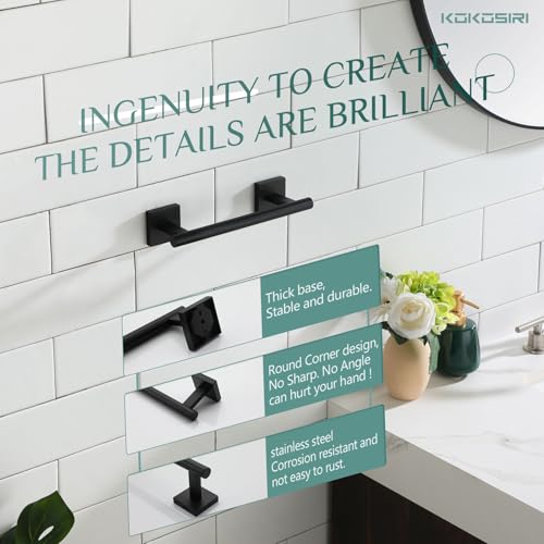 KOKOSIRI Towel Ring Holder Matte Black Hand Towel Bar for Bathroom Wall Mounted 9-Inch Towel Rack Stainless Steel Bathroom Storage Hardware, B4005BK-L9 - color: Matte Black