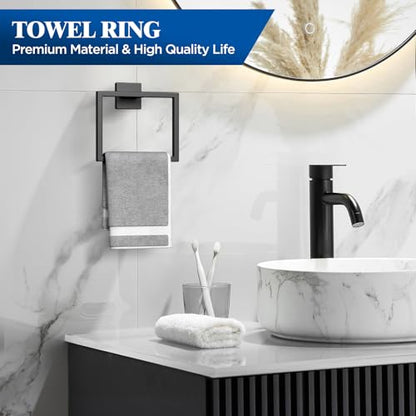 10-Pieces Matte Black Bathroom Accessories Set, 16 Inch Bath Towel Bar Set, SUS 304 Stainless Steel Bathroom Hardware Set, Towel Holder, Towel Racks for Bathroom Wall Mounted - color: Matte Black-10pcs