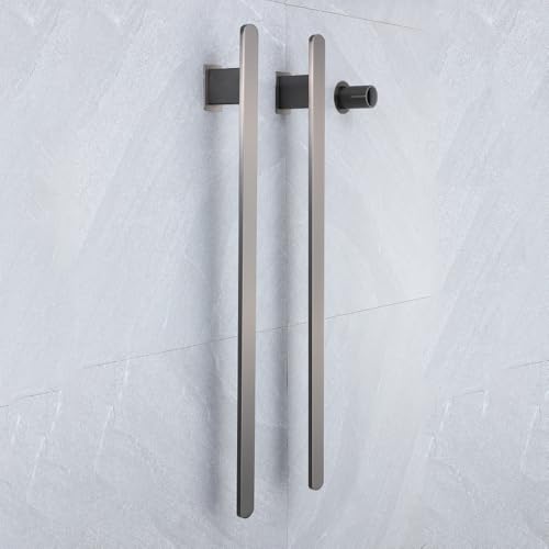 Bathroom Heated Towel Rack, Gray Towel Warmer, 2Bars, 110V | Smart Touch Control, Wall Mounted, Concealed Hardwired, Stainless Steel, Dry Towels in Modern Bathrooms, Space-Saving Design - color: Gun Grey-2 Bars