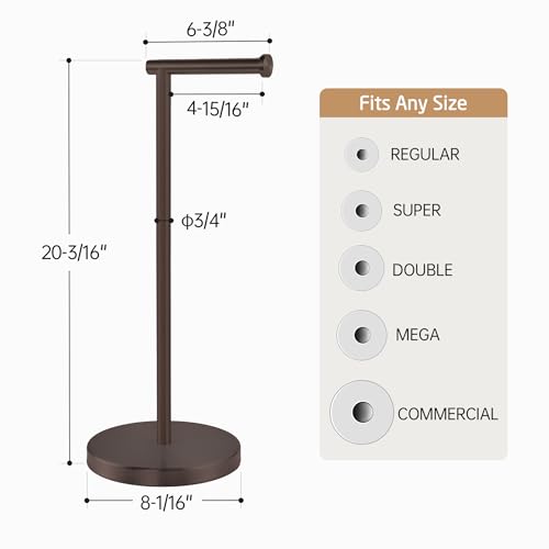KES Bronze Toilet Paper Holder Stand, Heavy Base, 18/8 Stainless Steel | Freestanding Design, Anti-Slip Padded Base, 1-Minute No-Drill Assembly, Fits All Roll Sizes, Compact 8-Inch Base - color: Bronze, size: 20.2" H