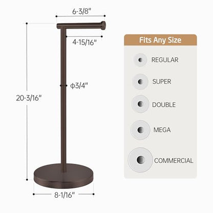 KES Bronze Toilet Paper Holder Stand, Heavy Base, 18/8 Stainless Steel | Freestanding Design, Anti-Slip Padded Base, 1-Minute No-Drill Assembly, Fits All Roll Sizes, Compact 8-Inch Base - color: Bronze, size: 20.2" H