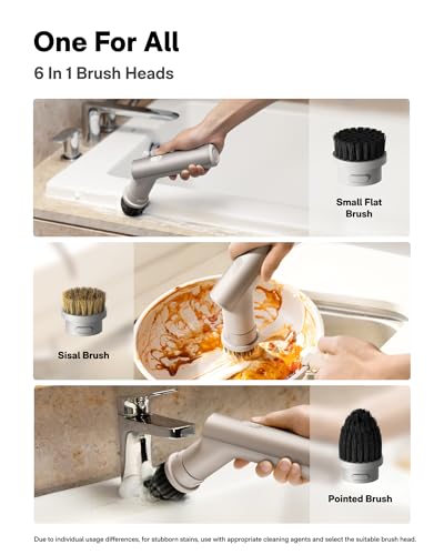 HOTO Handheld Short-Handle Electric Cordless Spin Scrubber, 9 Brush Heads | IPX7 Waterproof Cordless Scrubber Brush, Bathroom Cleaning Brush, Max 22 in-lb, for Bathroom, Shower, Kitchen, Sink, Tile