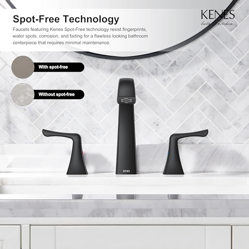 Black Bathroom Faucets for Sink 3 Hole 8 Inch 2 Handle Widespread | Bathroom Vanity Faucet with Pop Up Drain & Supply Lines, Lead-Free cUPC & NSF Certified, 8 Inch Faucet for Vanity RV Sink - color: Matte Black