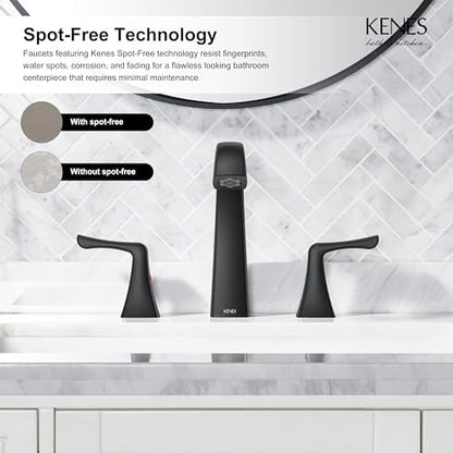 Black Bathroom Faucets for Sink 3 Hole 8 Inch 2 Handle Widespread | Bathroom Vanity Faucet with Pop Up Drain & Supply Lines, Lead-Free cUPC & NSF Certified, 8 Inch Faucet for Vanity RV Sink - color: Matte Black