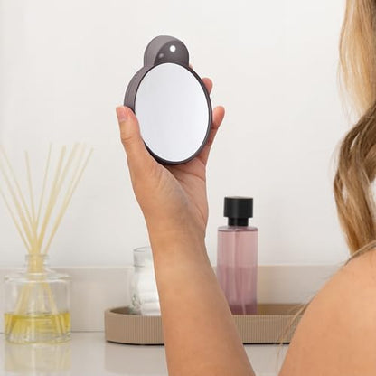 Zadro Magnification Lighted Compact Mirror with LED Light & Retractable Suction Cups – Travel Makeup Mirror, Cool White 6400K Lighting, Battery Operated, Made in USA (Chocolate, 10X | 4.3"L x 3.5"W) - color: Chocolate