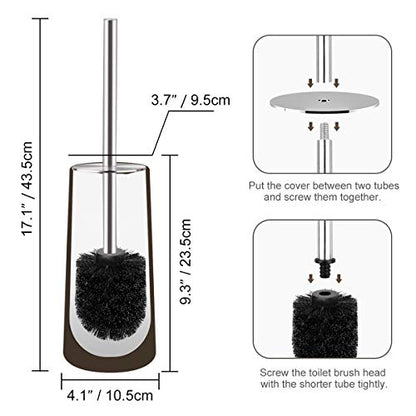 Toilet Brush and Holder, 2 Pack Toilet Brush with 304 Stainless Steel Long Handle, Toilet Bowl Brush for Bathroom Toilet-Ergonomic, Elegant,Durable (Bronze) - color: Bronze