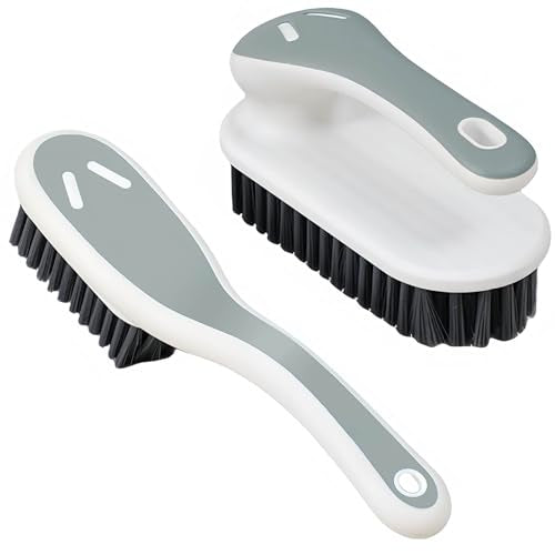 Soft Bristle Scrub Cleaning Brush Stain Remover Brush Fabric Cleaning Brush Laundry Brush Small Scrub Brush Cleaner Household Cleaning Brushes for Carpet, Clothes, Bathroom,Sneaker-2 Pack (Gray) - color: Gray