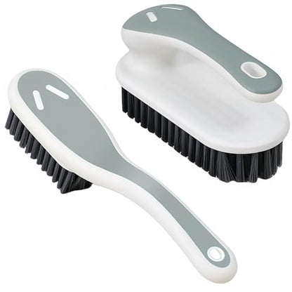 Soft Bristle Scrub Cleaning Brush Stain Remover Brush Fabric Cleaning Brush Laundry Brush Small Scrub Brush Cleaner Household Cleaning Brushes for Carpet, Clothes, Bathroom,Sneaker-2 Pack (Gray) - color: Gray