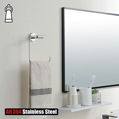 JQK Chrome Towel Ring, Stainless Steel Square Ring Towel Holder for Bathroom, 6 Inch Matte Black Wall Mount, TR140-CH - color: Chrome