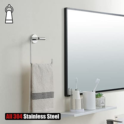 JQK Chrome Towel Ring, Stainless Steel Square Ring Towel Holder for Bathroom, 6 Inch Matte Black Wall Mount, TR140-CH - color: Chrome