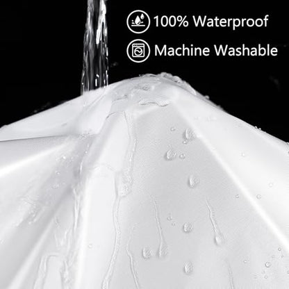 VANZAVANZU Hookless Shower Curtain with Mesh Top and Snap in Waterproof Liner, Waffle Weave, Weighted Magnets Hem, Machine Washable, 72 x 75 Inches – (White)
