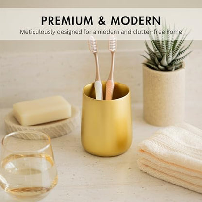 Yew Design Gold Bathroom Toothbrush Holder Cup - Round - color: Round Gold