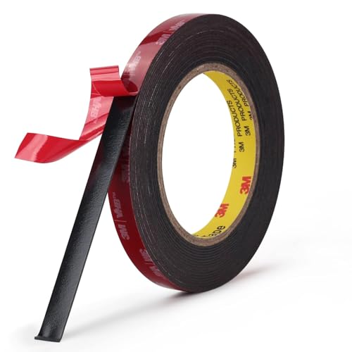 3M 5925 Double Sided Mounting Tape, Heavy Duty Black Foam Tape | High Bond 0.025 in Thick Foam Tape, Waterproof Adhesive for Decor, Frames, Logos, Trim, And Fastener Replacement. - size: 0.5" × 15ft