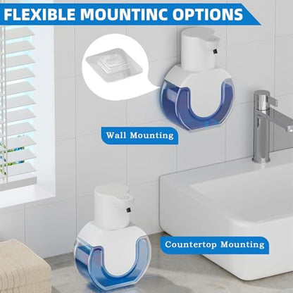 2Pack Automatic Soap Dispenser Touchless, Rechargeable Foaming Soap Dispenser,15oz/420ml Smart Hand Soap Dispensers,4-Level Adjustable,Wall Mount for Bathroom Kitchen Dish Soap(White, Foam) - color: 2 Pack-white 02, style: Foam