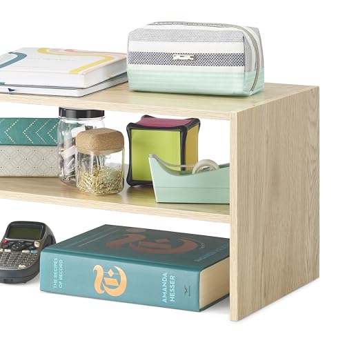 Whitmor Wood Stackable 2-Shelf Shoe Rack, White Oak, 24 inches，2 Pack - color: Light Brown, size: 24 INCH X2