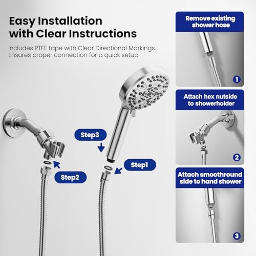 JOMOO 71-Inch Extra Long Shower Hose, Stainless Steel Shower Hose Replacement with Anti-Kink Flexible Design, Universal 1/2" for Bathroom Hand held Showerhead, Chrome - color: Chrome, size: 71 Inch