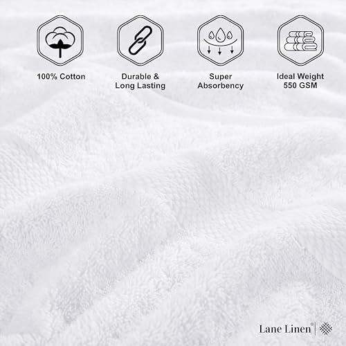 Lane Linen 100% Cotton 4 Pack Bath Sheets (35"x66") - Ring Spun, Extra Large Towel Sets - Quick Drying, Soft, Low lint & Highly Absorbent - Premium Quality Oversized Daily Use Bathroom Towels - White | Cotton Bath Sheets - Oversized & Roomy, Lightweight &