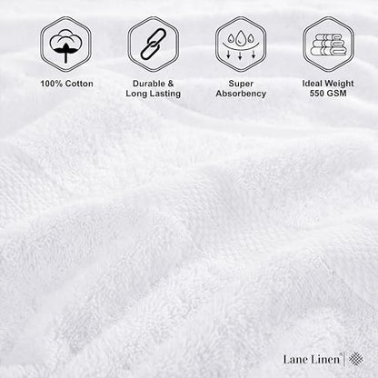 Lane Linen 100% Cotton 4 Pack Bath Sheets (35"x66") - Ring Spun, Extra Large Towel Sets - Quick Drying, Soft, Low lint & Highly Absorbent - Premium Quality Oversized Daily Use Bathroom Towels - White | Cotton Bath Sheets - Oversized & Roomy, Lightweight &