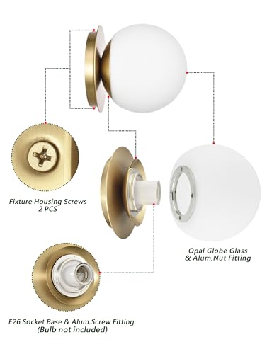 Wall Sconces, 1 Light Modern Globe Sconce in Aged Brass, Wall Light for Bedroom Bathroom Living Room & Hallway Vanity Lighting, Ceiling Light Fixture - color: Aged Brass, size: 1-Light