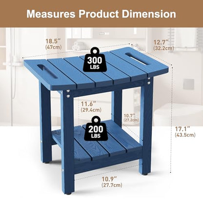 HIPS Shower Benches for Inside Shower, Shower Stool with Space-Efficient Storage Shelf, Waterproof Shower Chair Seat for Spa Bathroom(Navy Blue) - color: Navy Blue